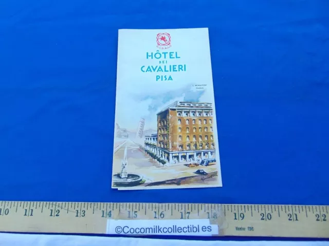 Vintage 1950's Travel Brochure Hotel Del Cavalieri Pisa Italy with Map Italian