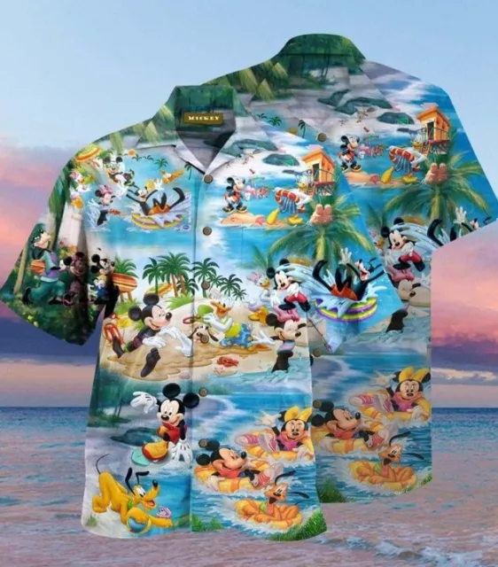 Disney Summer Mickey And Minnie Mouse Hawaiian Shirt, Summer Party Shirt