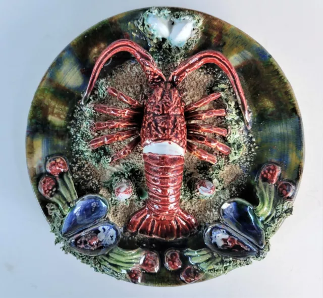 Vintage Alvaro Jose  Majolica Porcelain Signed Lobster Plate