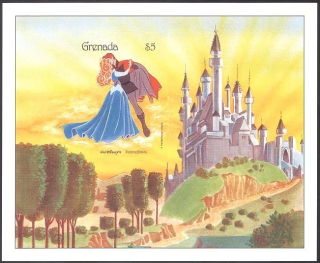 Grenada 1987 Disney/Sleeping Beauty/Castle/Films/Cartoons IMPERF m/s d00281