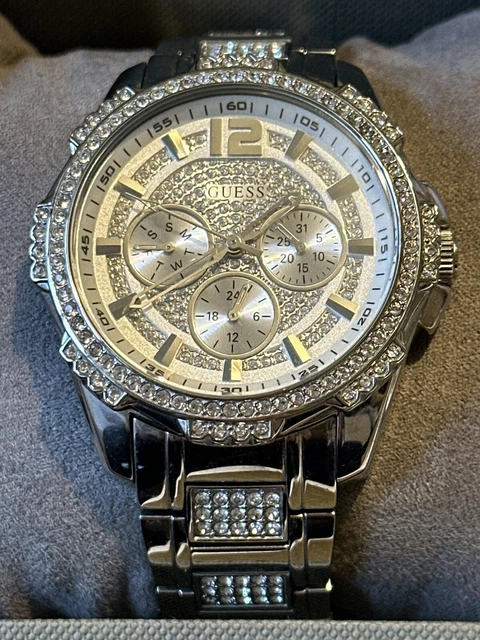 Guess Women Watch W0266LI 40 MM Silver Chronolograph Crystal Embellished RRP£199