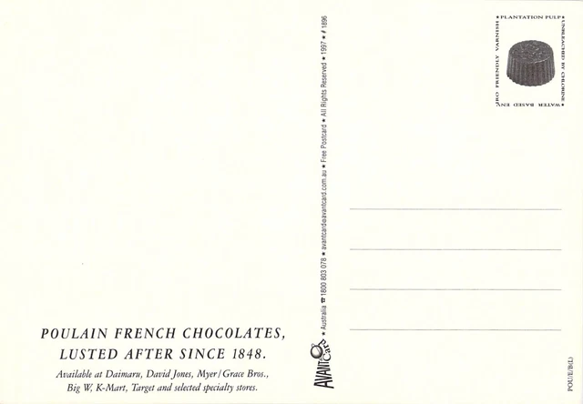 V01896 Australia Avant Card #1896 Poulain French Chocolates postcard 2