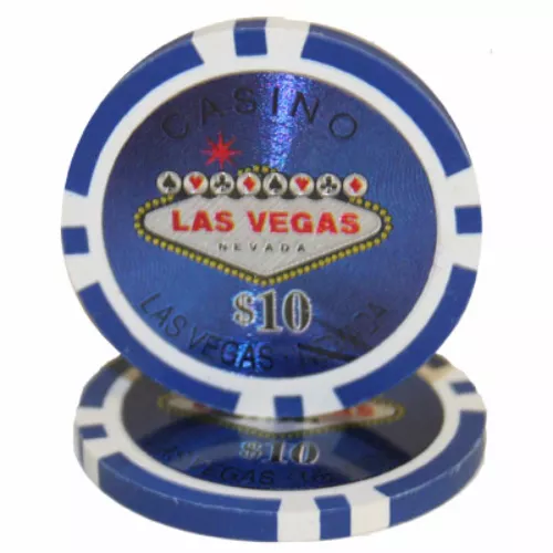 25 ct Blue $10 Ten Dollars "Las Vegas" Series 14 Grams Holographic Poker Chips