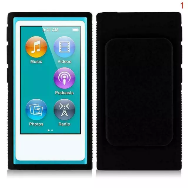 Für iPod Nano 7. Generation Soft Gel Case Gummiabdeckung Gürtelclip Halterung