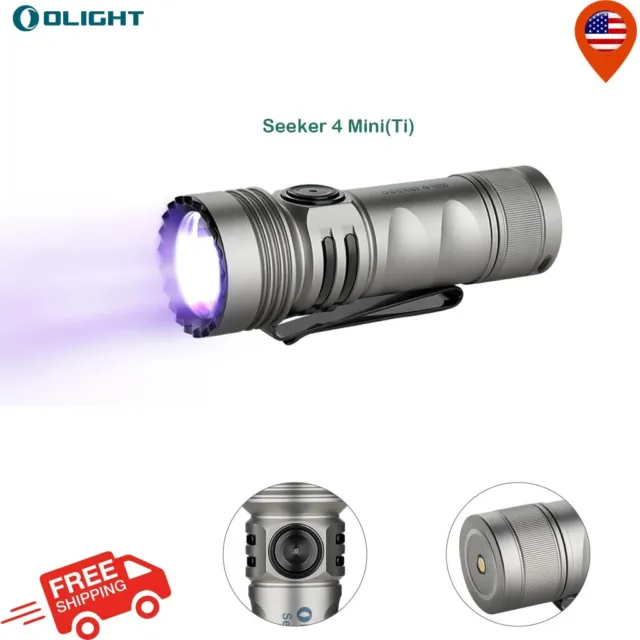 Olight Seeker 4 Mini Ti Limited EDC Flashlight with Cool White&UV Light 1200LM