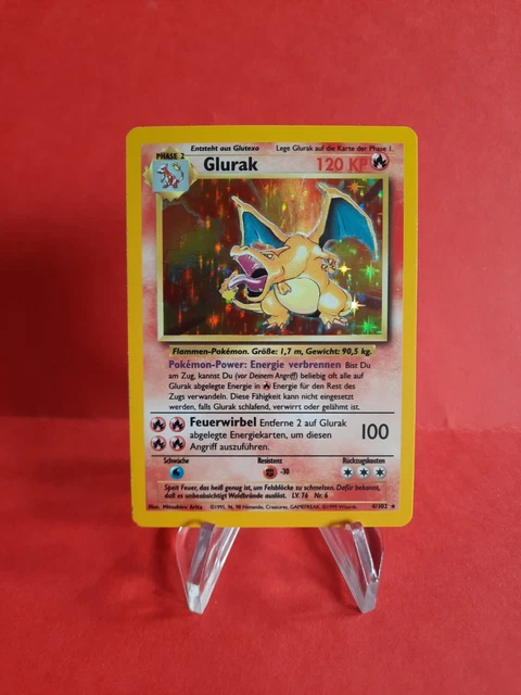 Pokémon Karte/card - Charizard Glurak 4/102 - Base Set Holo - Exc-Near Mint