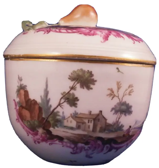 Antigüedad 18thC Ludwigsburg Porcelana Escena Sugar Dish Porzellan Zuckerdose