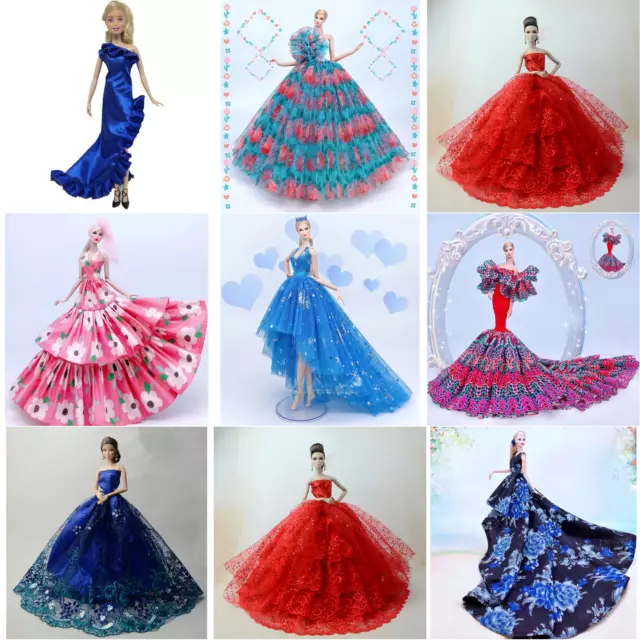 Robe de mariée longue pour Barbie, tenue de princesse, tenue de soirée,  ensemble de vêtements, chaud