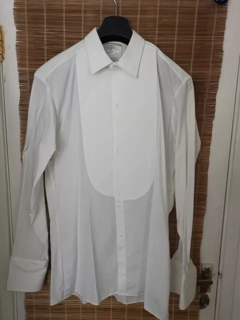 Mens Wing Collar White Shirt Pleated Tuxedo Double Cuff Size 45 Ben Sherman ✨✨