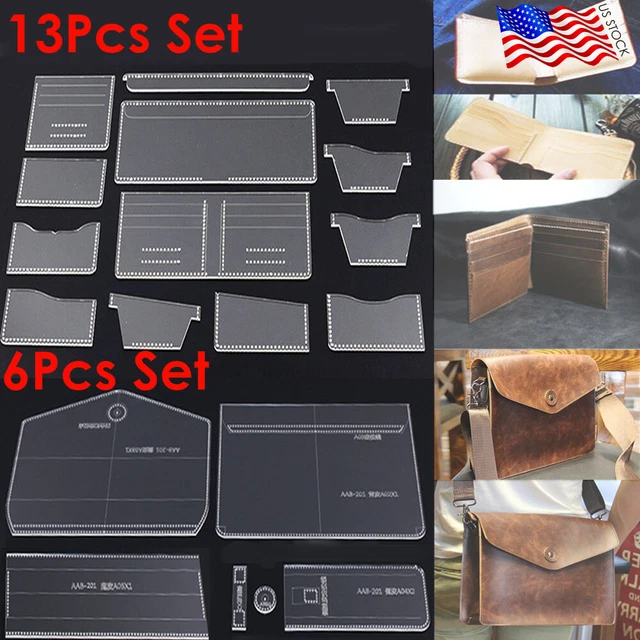 13Pcs/6Pcs Set Clear Acrylic Wallet Bag Patterns Stencil Template Leather Craft