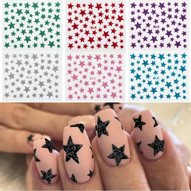 Purpurina 3D Uña Pegatinas de Manicura DIY Adhesivo Estrella Uña Slider Uña  <