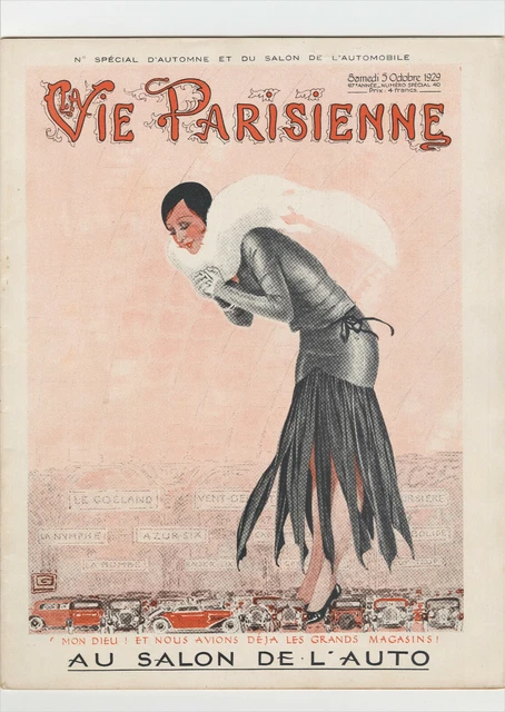 LA VIE PARISIENNE Magazine Cover: Motoring, Cars, 5th October 1929 £28.