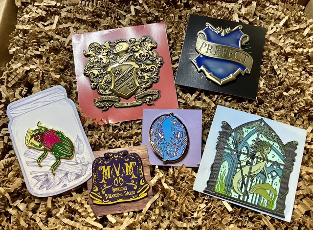 Harry Potter - Metal & Enamel Pin Collection Lot of 6 - Wizarding Trunk - LitJoy