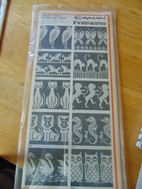 Juego de patrones de punzón prácticos Knitmaster para máquinas de guiado Std no 1001