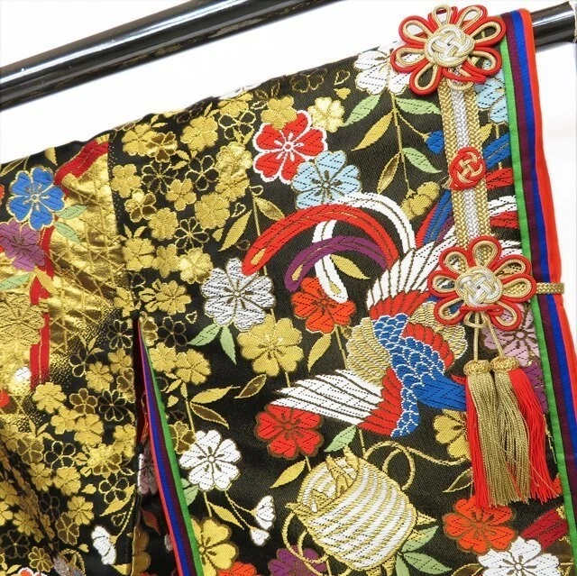 Japanese Kimono Uchikake Luxurious Wedding Embroidery Pure Silk Gold/Black K480 12