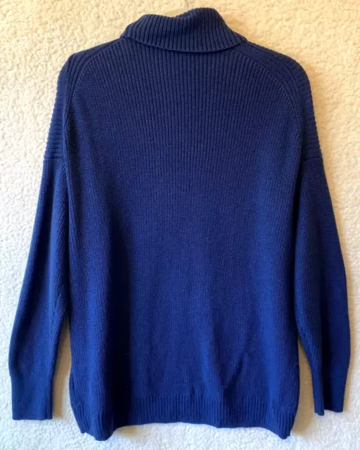 J. Crew Sweater Women's Large Blue Cotton Cashmere Blend Turtleneck 3