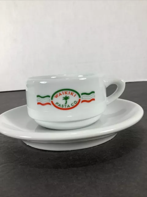 Waikiki Pasta Co. Hawaii White Espresso Cup & Saucer ~ BIA 2