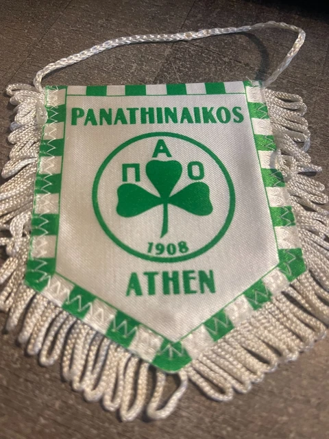 Vieux Fanion Panathinaikos Athènes Vintage Pour Foot – Bandera Grecque Rétro Déco Wimpel