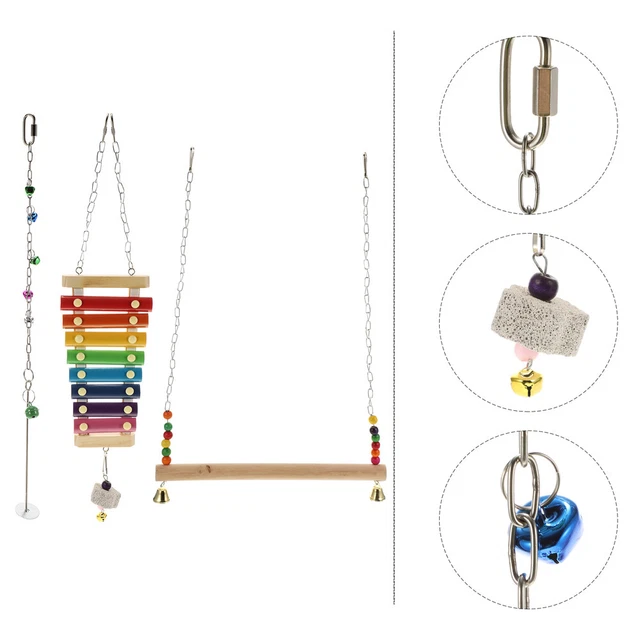 3pcs Hühnchen Xylophon Hühnchen Gemüse Spieß Fruchthalter Holz Ständer Hühnchen