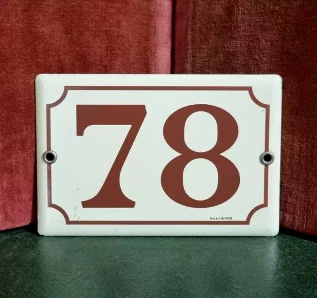 Vintage French enamel house sign number 78 for door gate wall street signed .