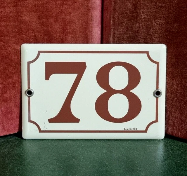 Vintage French enamel house sign number 78 for door gate wall street signed .