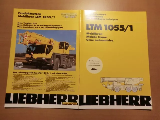 Kleines Prospekt Konvolut Liebherr Mobilkran LTM 1055/1 Ausgabe 2001