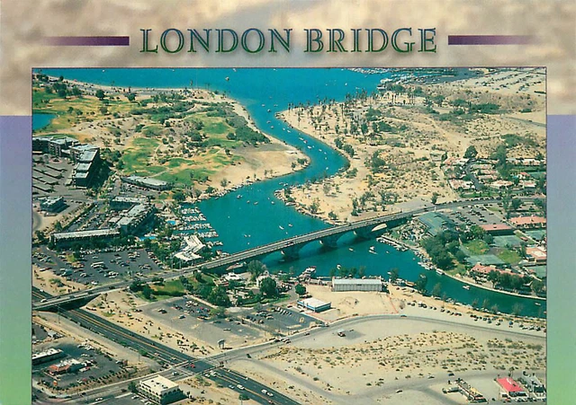 Postcard Aerial View of London Bridge Lake Havasu City Arizona, AZ