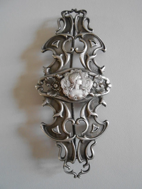 Ancienne boucle ceinture En metal argenter Art Déco Nouveau