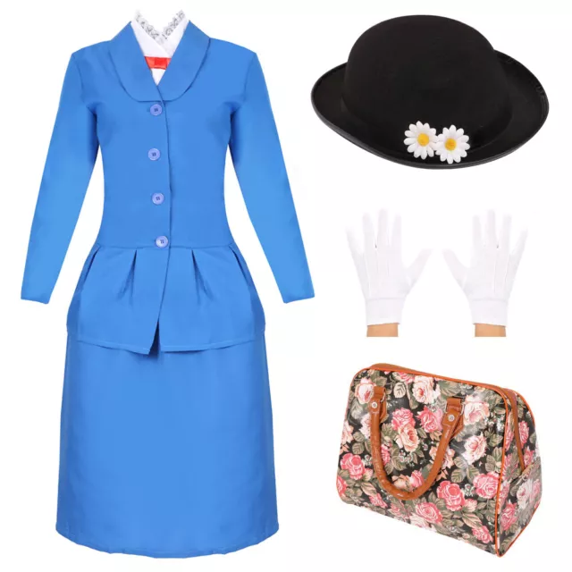 Ladies Magical Nanny Costume World Book Day Fancy Dress Womens Mary Poppins