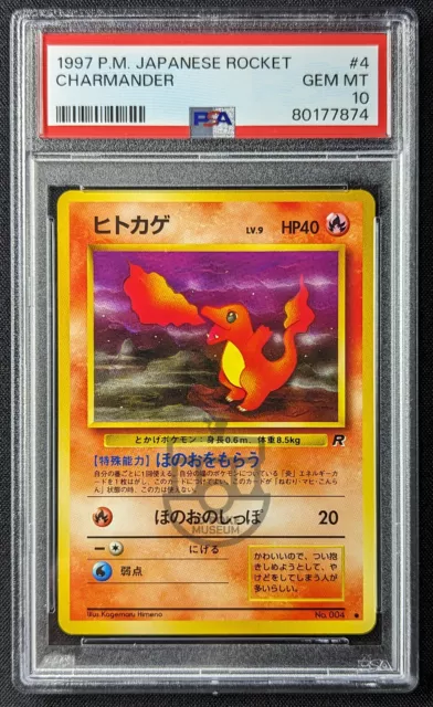 Pokemon 1997 Japanese Rocket Set - Charmander No.004 Card - GEM Mint PSA 10