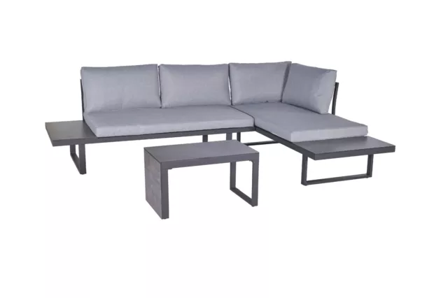 Gartenlounge Loungeset Ecksofa Balkonset Nairobi 3tlg. Aluminium/HPL anthrazit