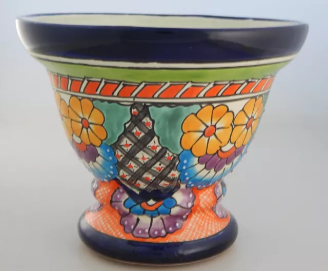 Mexican Ceramic Footed Planter Pot Garden Hand painted Talavera # 13