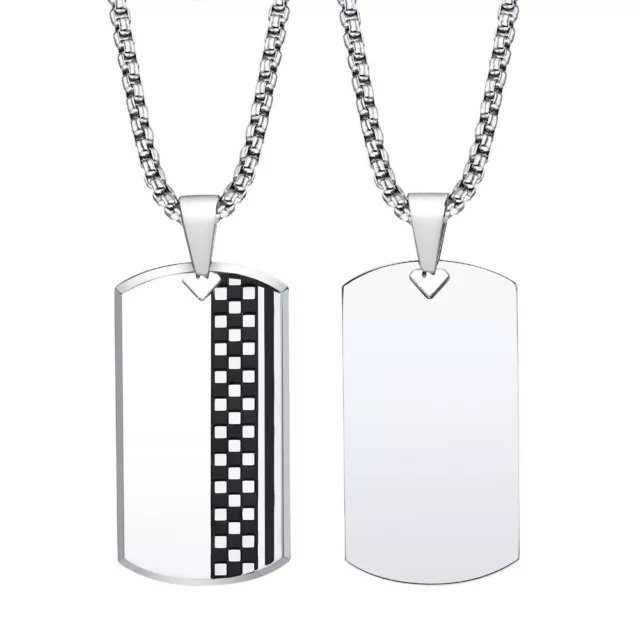 Vnox Men's Free Engraving Stainless Steel Tag Pendant Necklace, Backside Custom