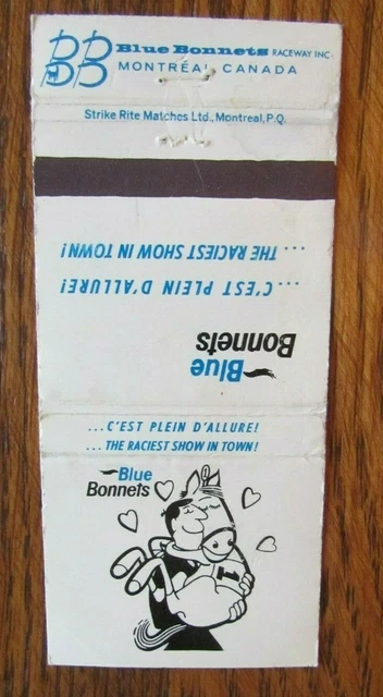 Horse Racing Sports Matchbook Matchcover: 1974 Blue Bonnet (Montreal Quebec) E13