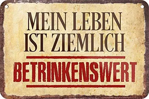 Blechschilder lustiger Spruch “Mein Leben IST ZIEMLICH BETRINKENSWERT”