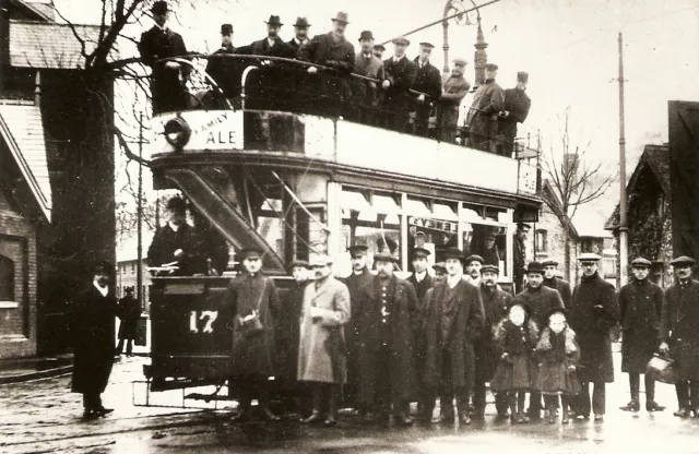 Old Reproduction photo of Dover tram No. 17 outside the Buckland Depot in 1911