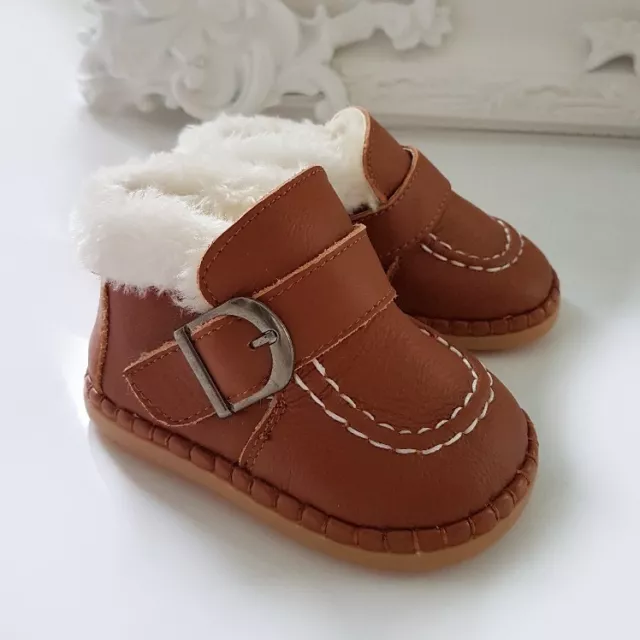 Baby Jungen Herbst Winter Fell Stiefel Boots ~ECHTES LEDER~ 24 braun cognac