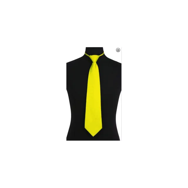 New Poly Men ready knot zipper pre tied neck tie solid yellow wedding formal
