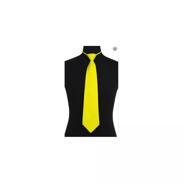 New Poly Men ready knot zipper pre tied neck tie solid yellow wedding formal