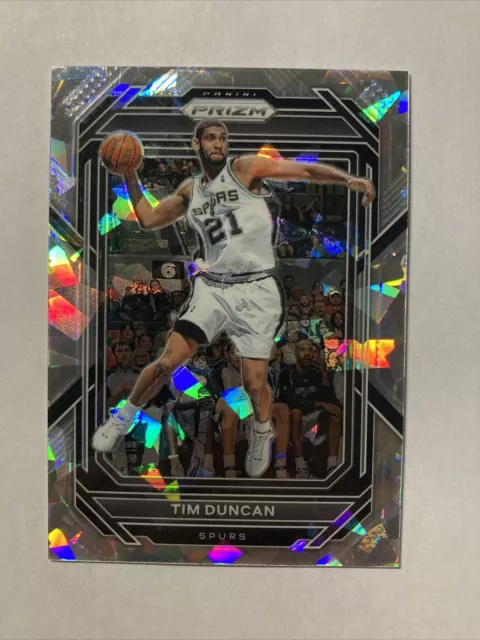 2022-23 Panini Prizm Silver Cracked Ice Prizm #293 Tim Duncan Spurs Parallel Hof