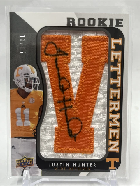 2013 Upper Deck Rookie Letterman Patch Auto Justin Hunter /15 Tennessee