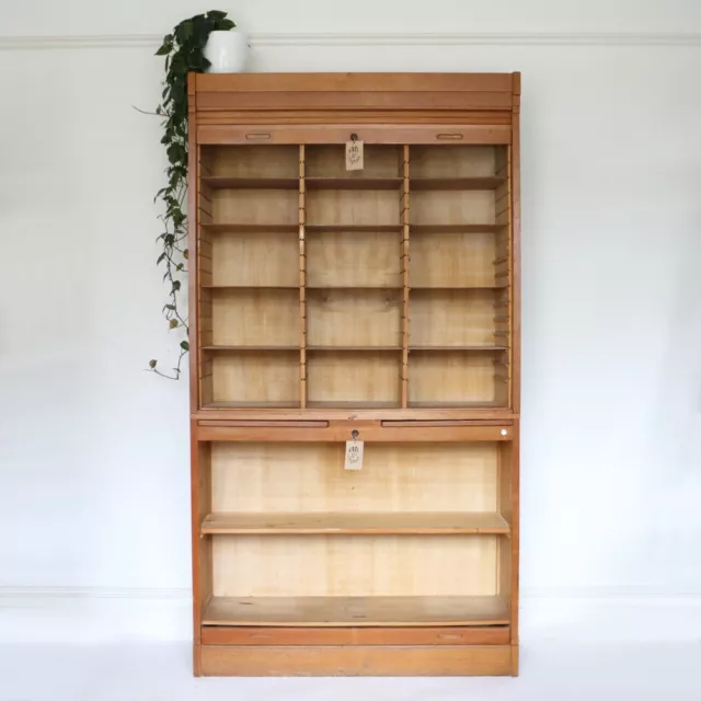 Stunning Oak Large French Double Tambour Cabinet