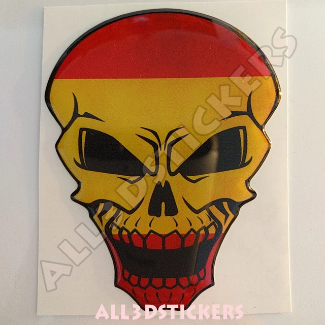 Adesivi Resinati Cranio Skull Bandiera Spagna Auto Moto Sticker Tablet 3D