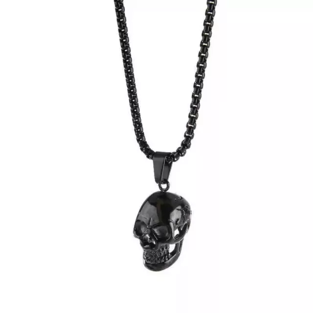 Gothic Mens Biker Skull Pendant Necklace Pop Men Stainless Steel Chain Silver US