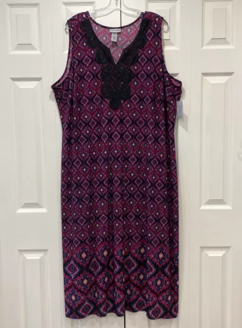 Catherines Purple Terrace Ridge Maxi Dress 3X Petite 3XWP Crochet Sleeveless