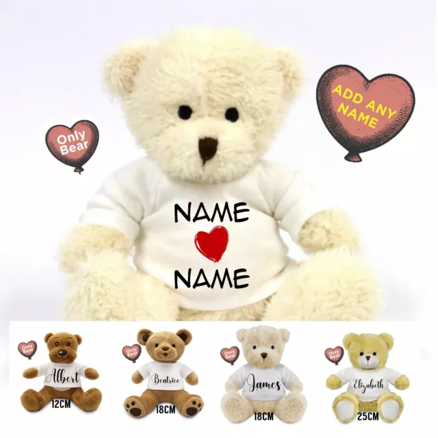 Love you Teddy Bear Personalised Gift Birthday Bear Anniversary Bear's 12 - 25CM