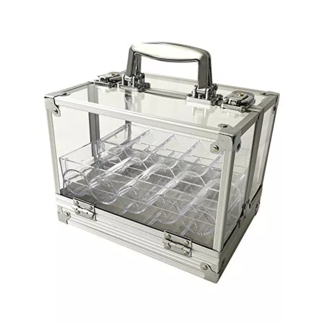 Yuanhe 600 Chip Clear Acrylic Poker Chip Locking Carrier-Includes 6 Chip Racks