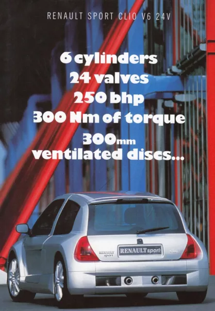 RENAULT CLIO SPORT V6 24V Prospekt Brochure UK England 1998 B11