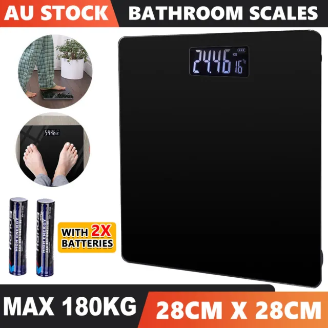 180kg LCD Digital Electronic Glass Bathroom Scales Weight Body Scale Backlit Gym
