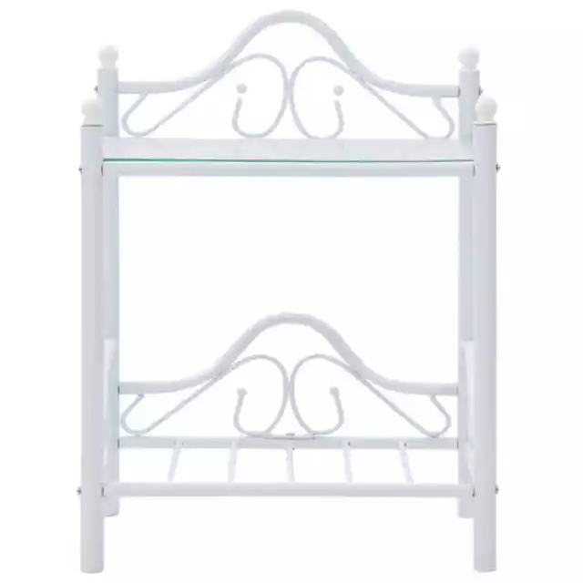 Bedside Tables 2pcs Steel and Tempered Glass 45x30.5x60cm White 3